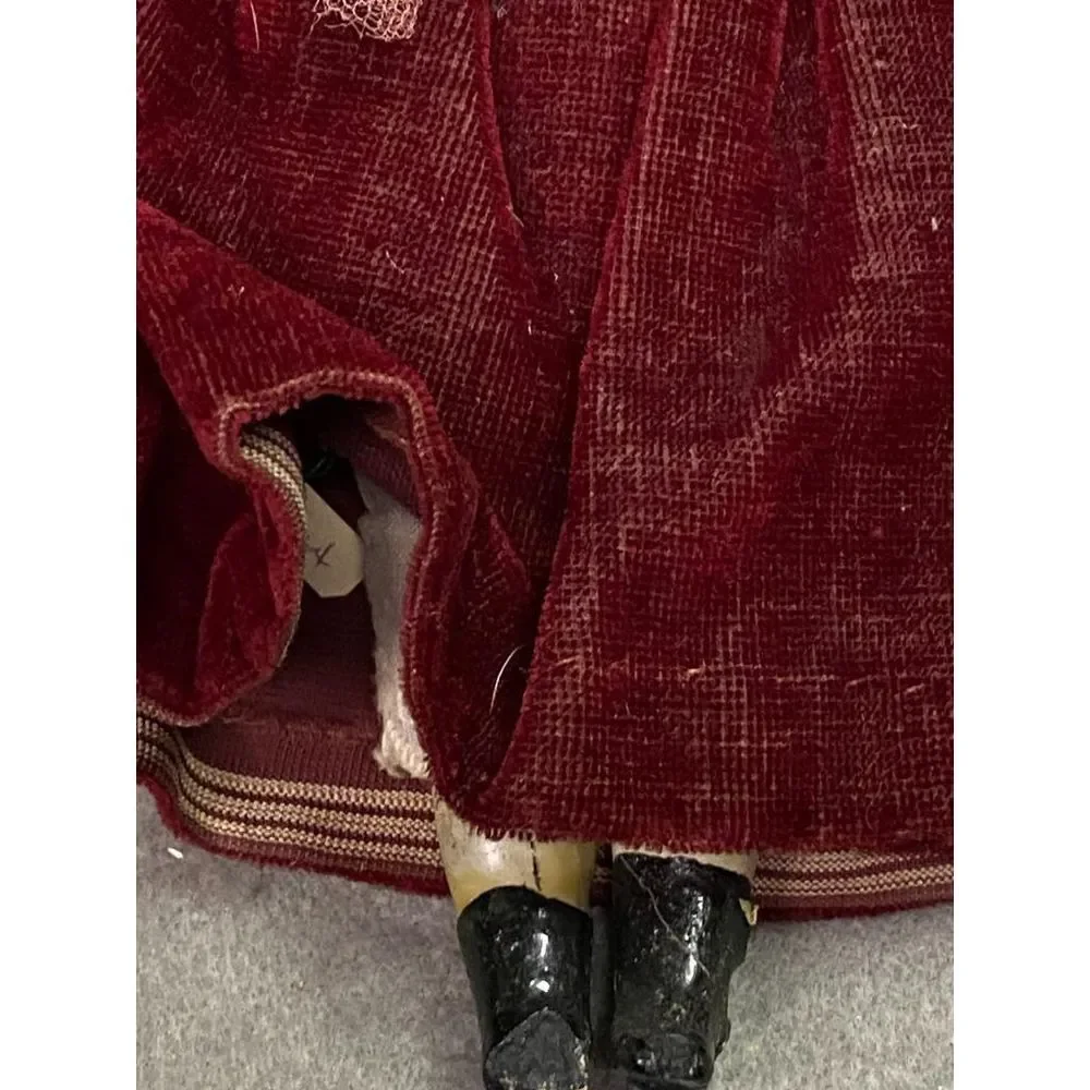 ANTIQUE 10 INCH WAX HEAD LADY‎ DOLL CLOTH BODY PAPER MACHE LEGS WOOD ARMS
